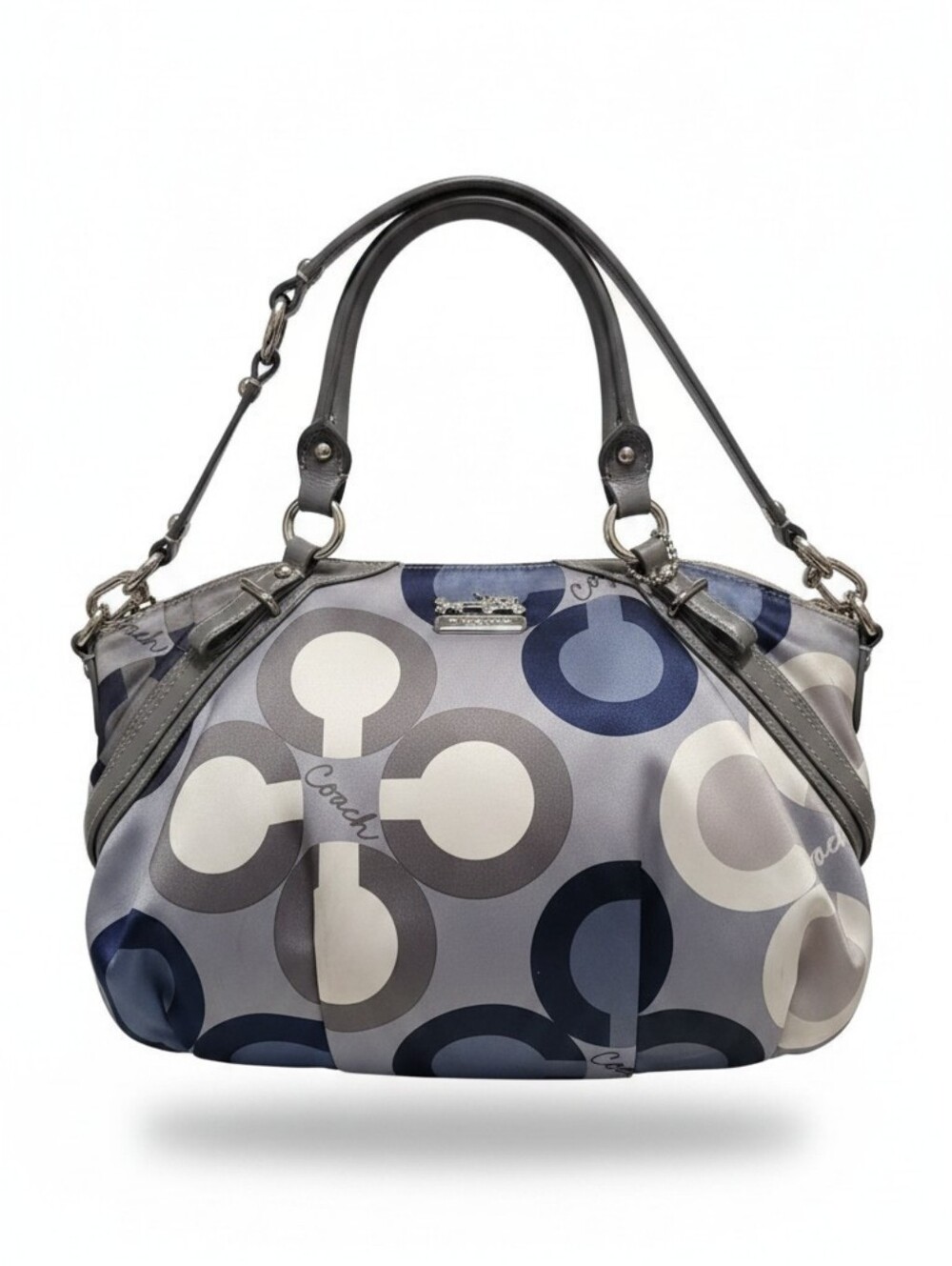 Coach Madison Clover Sophia Blue Gray Graphic Signature Satchel Shoulder Bag